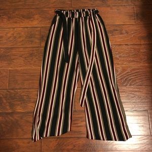 Red and Brown Striped High Waisted Pants